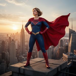 Hyper-photorealistic full-body portrait of a female super...