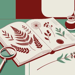 A minimalist flat-vector illustration of a vintage botani...