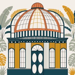 A vibrant, flat-style vector illustration of a mid-centur...