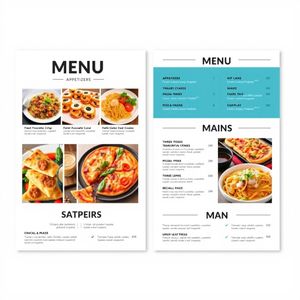 Modern minimalist restaurant menu design, white backgroun...