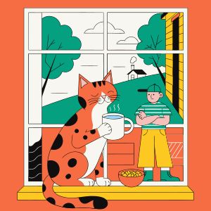 Recraft V4 SVG — Cat drinking milk