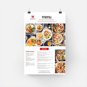 Modern minimalist restaurant menu design, white backgroun...
