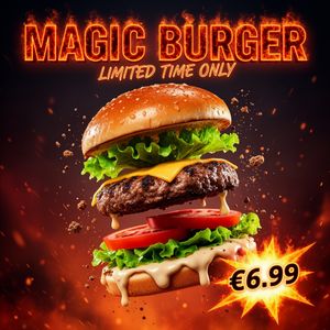FLUX.2 [flex] — Magic Burger Explosion: Fiery Photorealism Challenge