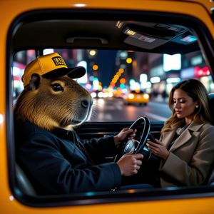 HiDream I1 Fast — The Capybara Taxi Driver