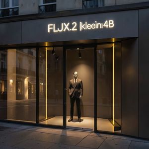 A cinematic, wide-angle shot of a high-end, minimalist lu...