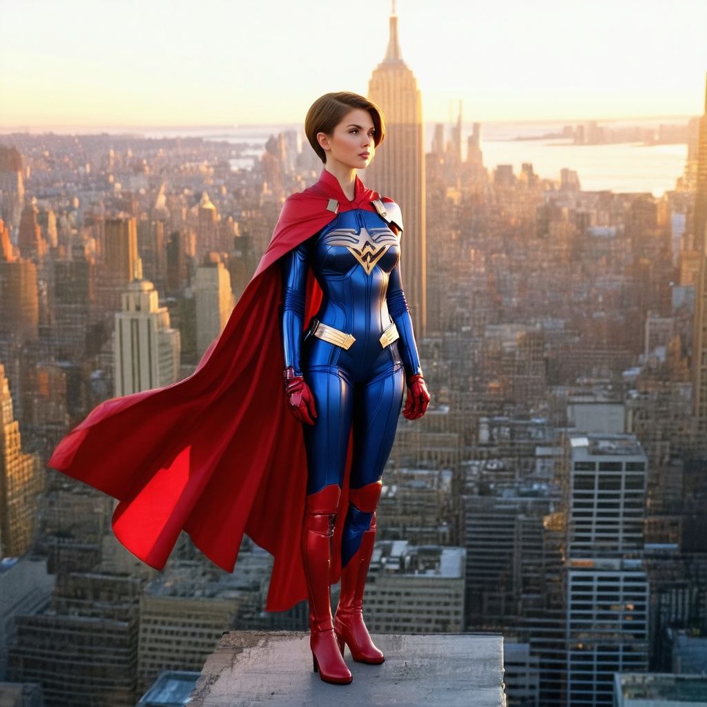 Stable Diffusion 3.5 Large full size benchmark result for Heroic Super Hero Portrait