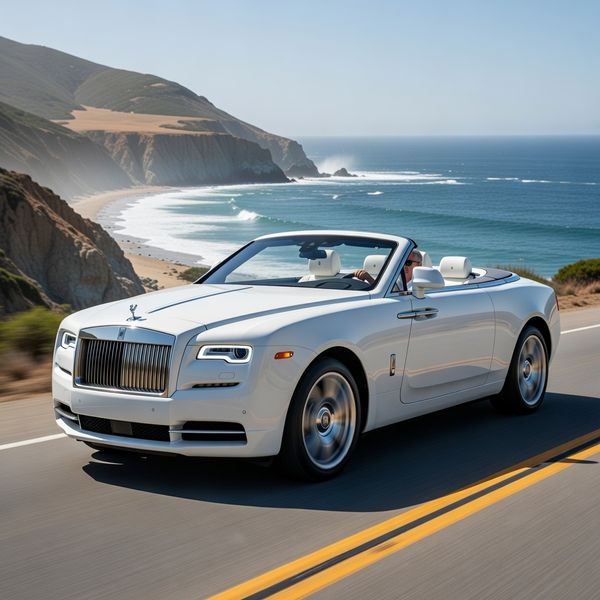 AI image generated by Grok Imagine Image, ranked #12 of 13 in the "Man and Car in California" arena challenge — prompt: Make a photo of the man driving the car down the California coastline