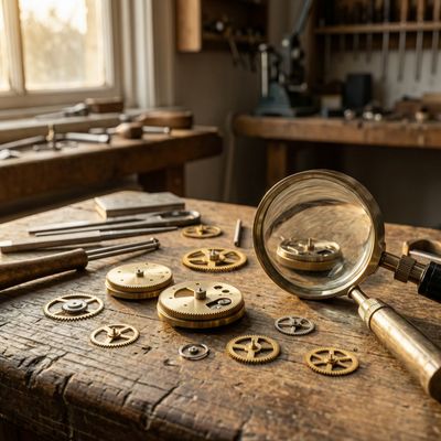 Wan 2.7 Pro generated image of A hyper-realistic close-up of a weathered, wooden artisan’s workbench scatter...