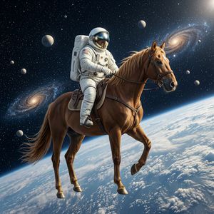 Horse riding astronaut in space — horse on top, not vice ...