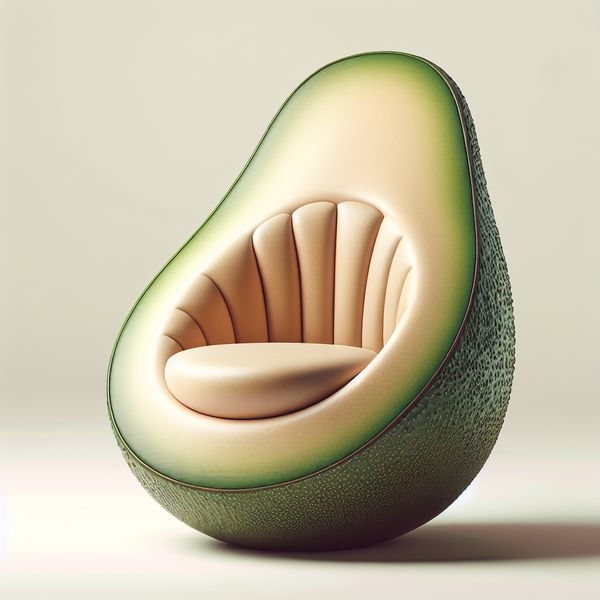 AI image generated by DALL-E 3 — prompt: an armchair in the shape of an avocado
