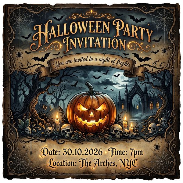 Winning image by Nano Banana 2 for The Halloween Invitation