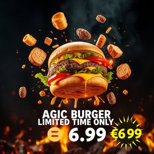 FLUX.1 [schnell] — Magic Burger Explosion: Fiery Photorealism Challenge