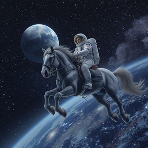 Horse riding astronaut in space — horse on top, not vice ...