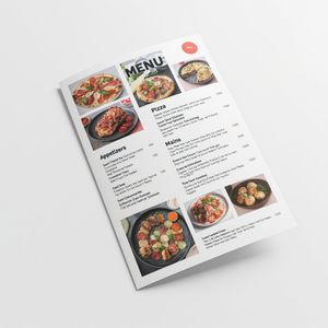 Modern minimalist restaurant menu design, white backgroun...