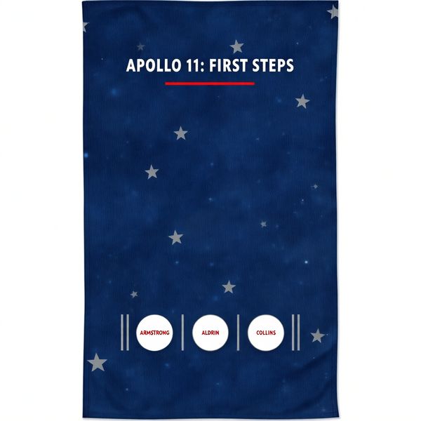 AI image generated by Wan 2.6, ranked #19 of 19 in the "Apollo 11: Journey to Tranquility" arena challenge — prompt: Create a clean, modern vector infographic poster about the Apollo 11 mission. NASA-inspired palette (navy, white, muted red, light gray). Flat-vector style, crisp lines, consistent iconography, subtle gradients only.
Steps (stop at landing):
1. Launch (Saturn Vicon)
2. Earth Orbit (Earth + orbit ring icon)
3. Translunar (trajectory arc icon)
4. Lunar Orbit (Moon + orbit ring icon)
5. Descent (lunar module descending icon)
6. Landing (lunar module on the surface icon)
Small supporting elements (minimal text):
• Crew strip: three silhouette icons with only last names:
Armstrong, Aldrin, Collins.
• Landing site marker: Moon pin labeled "Tranquility" only.
Layout constraints: generous margins, large readable labels, clean background with subtle stars. Vector-only, print-poster look, high resolution.