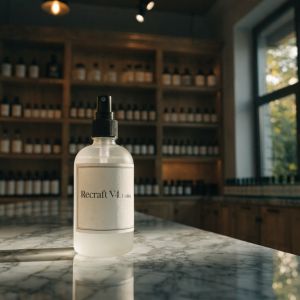 A cinematic, wide-angle shot of a high-end, contemporary ...