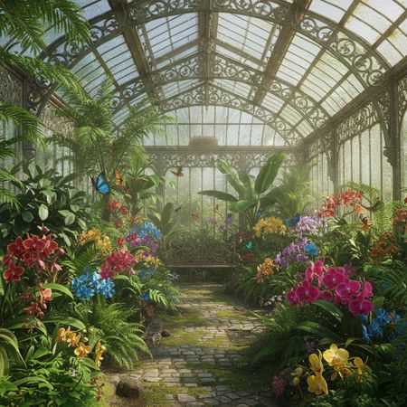Nano Banana benchmark result for Victorian Greenhouse Oasis