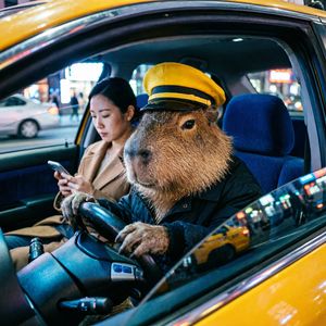 Qwen Image 2.0 — The Capybara Taxi Driver