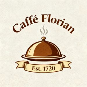 Vintage minimalist restaurant logo for "Caffè Florian", r...