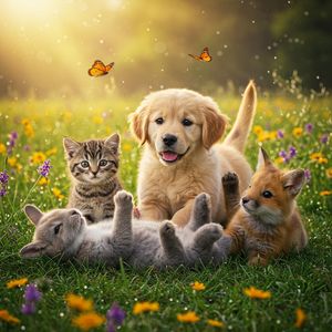 Imagen 3.0 Generate 002 — Adorable Baby Animals in Sunny Meadow