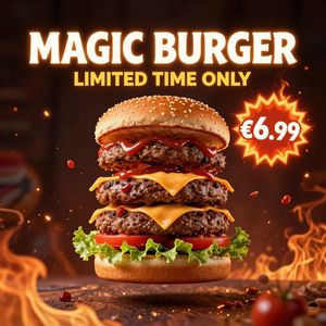 Z-Image Turbo — Magic Burger Explosion: Fiery Photorealism Challenge