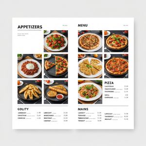 Modern minimalist restaurant menu design, white backgroun...