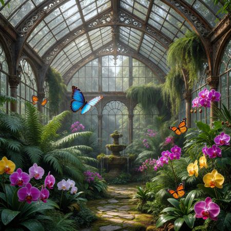 Grok Imagine Image Pro benchmark result for Victorian Greenhouse Oasis