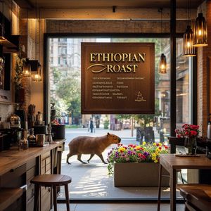 A high-end artisan coffee shop interior where the menu bo...