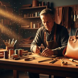 Cinematic wide shot of a high-end, sun-drenched artisan l...