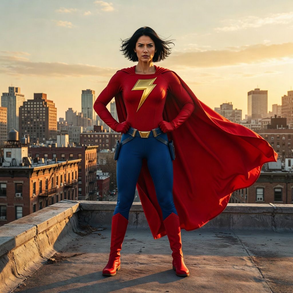 Grok Imagine Image Pro full size benchmark result for Heroic Super Hero Portrait