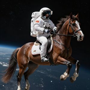 Horse riding astronaut in space — horse on top, not vice ...
