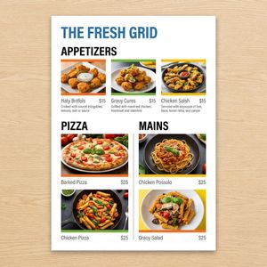 Modern minimalist restaurant menu design, white backgroun...