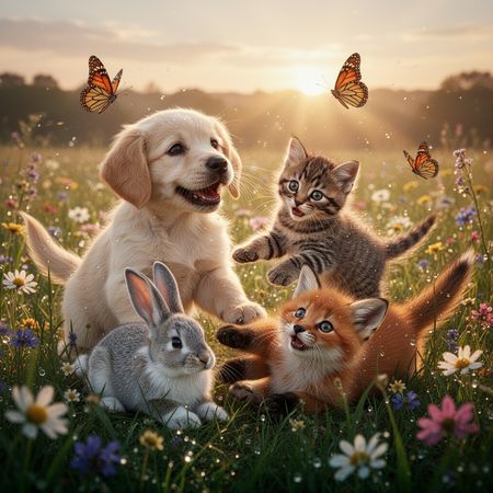 FLUX.2 [dev] Turbo benchmark result for Adorable Baby Animals in Sunny Meadow