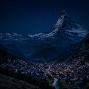 Change the scene to night: a deep, dark sky with subtle, ...