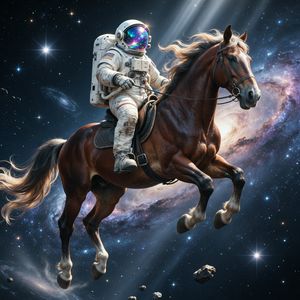 Horse riding astronaut in space — horse on top, not vice ...