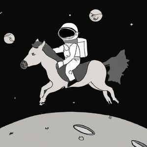 a horse riding an astronaut