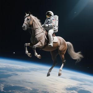 Horse riding astronaut in space — horse on top, not vice ...
