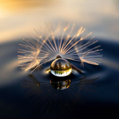 FLUX.2 [klein] 4B generated image of An ethereal macro photograph of a single translucent dandelion seed resting o...