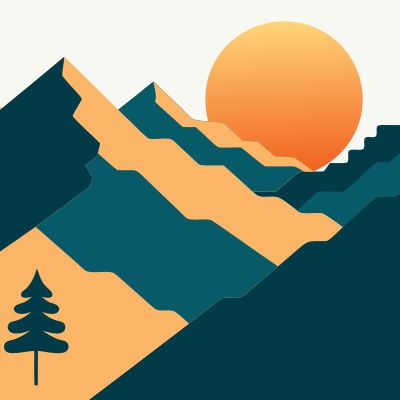 Recraft V4.1 SVG generated image of Flat vector illustration of a minimalist alpine landscape during golden hour....