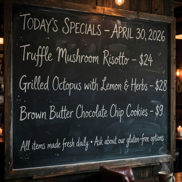 Winning image by Grok Imagine Image for Chalkboard Menu