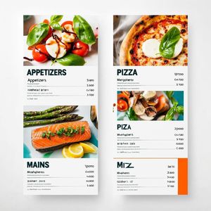 Modern minimalist restaurant menu design, white backgroun...