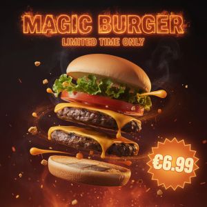 FLUX.2 [pro] — Magic Burger Explosion: Fiery Photorealism Challenge