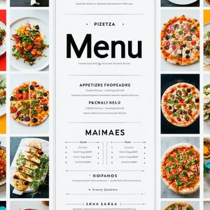 Modern minimalist restaurant menu design, white backgroun...