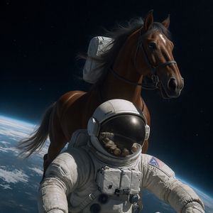 Horse riding astronaut in space — horse on top, not vice ...