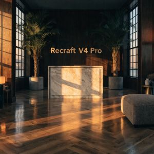 Cinematic wide shot of a high-end, boutique hotel lobby a...