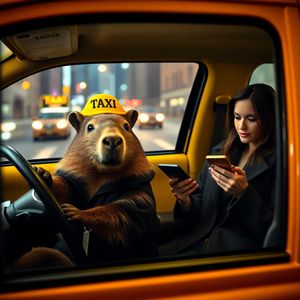 FLUX.1 [schnell] FP8 — The Capybara Taxi Driver
