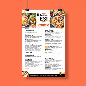 Modern minimalist restaurant menu design, white backgroun...