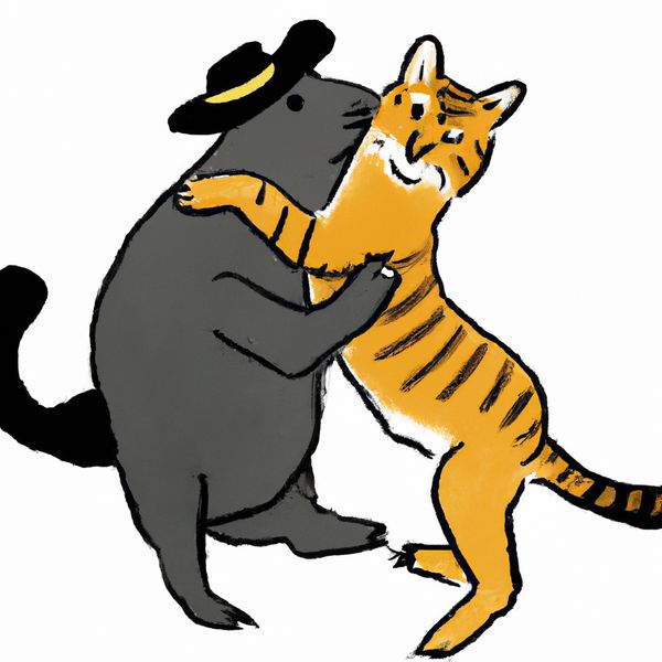 AI image generated by DALL-E 2 — prompt: A capybara dancing tango with a cat
