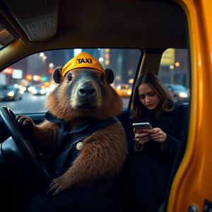 FLUX.1 [schnell] — The Capybara Taxi Driver