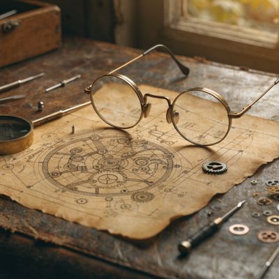 Recraft V4.1 Utility generated image of A macro photography shot of an weathered leather craftsman's workbench. In th...